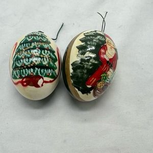 VTG hand painted egg Christmas ornaments